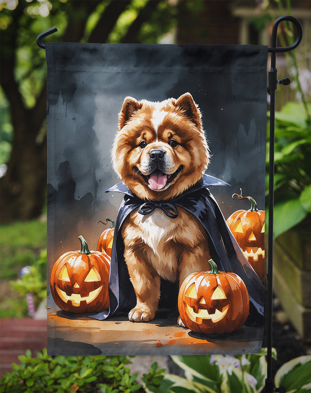 Chow Chow Puppy Halloween Garden Flag Mailbox Decorative Yard Banner Outside Patio Artwork for Flower Beds, Garden Size, Multicolor