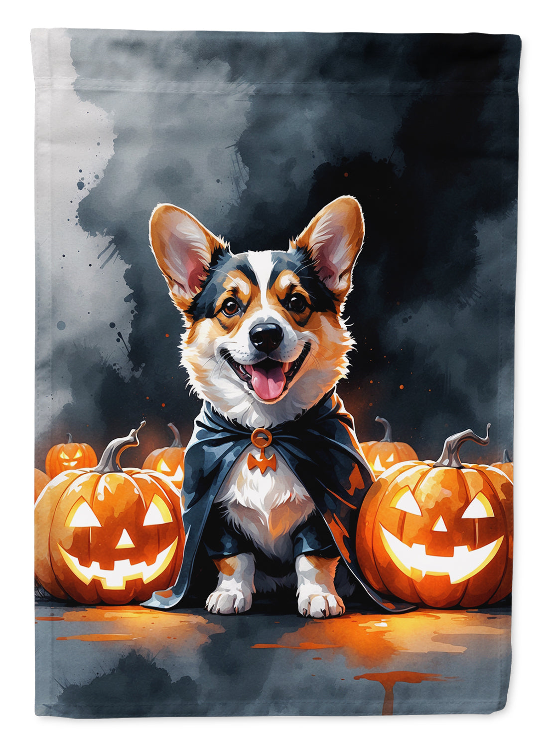 Corgi Puppy Halloween House Flag 28x40 Porch Sleeve Pole Decorative Outside Yard Banner Artwork Wall Hanging, Polyester