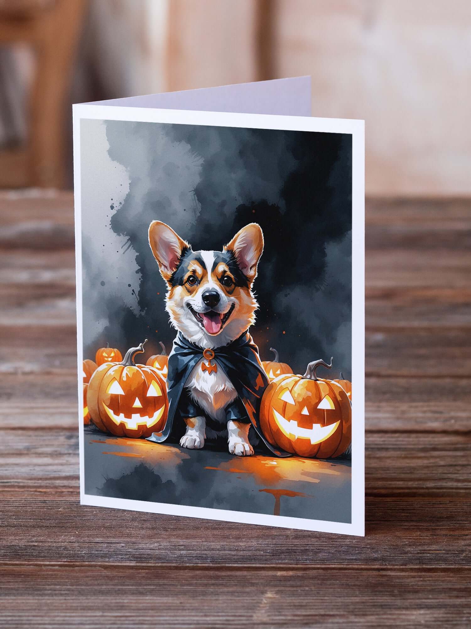 Corgi Puppy Halloween Greeting Cards Pack of 8 Blank Cards with Envelopes Whimsical A7 Size 5x7