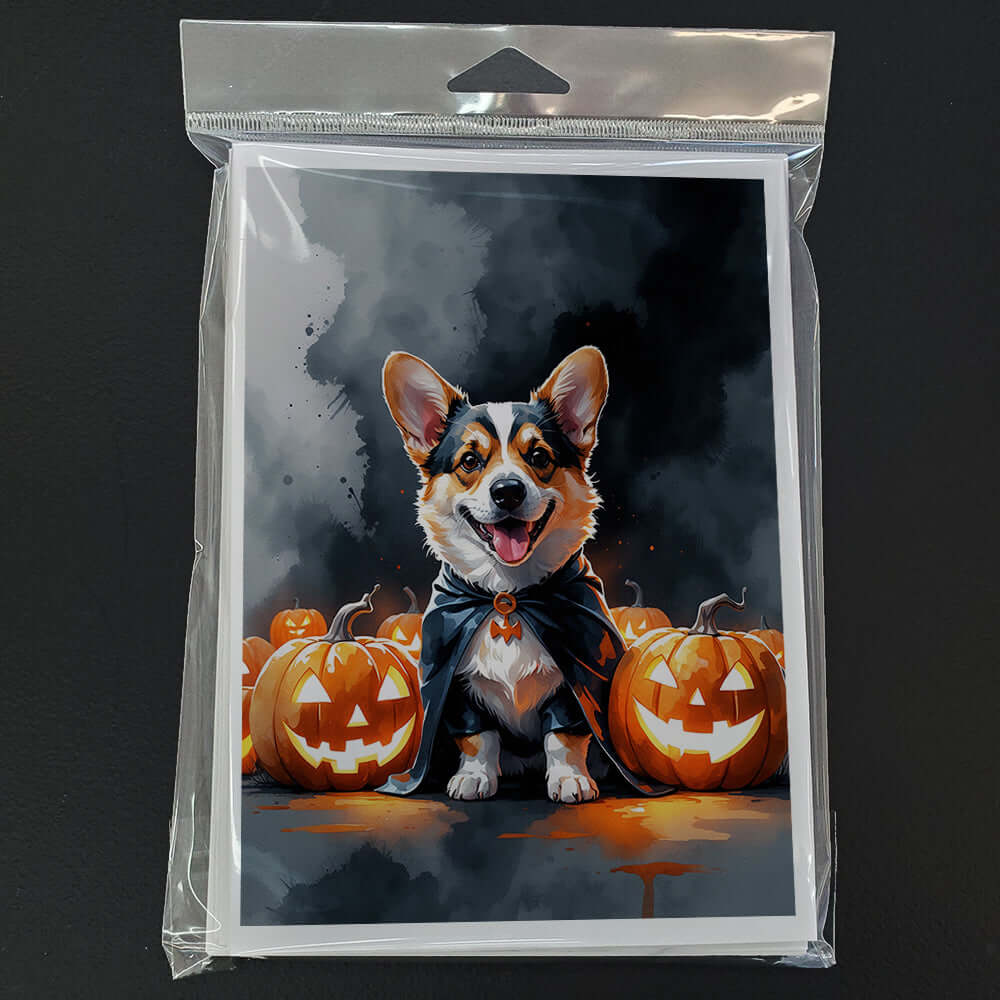 Corgi Puppy Halloween Greeting Cards Pack of 8 Blank Cards with Envelopes Whimsical A7 Size 5x7