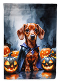 Red Dachshund Puppy Halloween Garden Flag Mailbox Decorative Yard Banner Outside Patio Artwork for Flower Beds, Garden Size, Multicolor