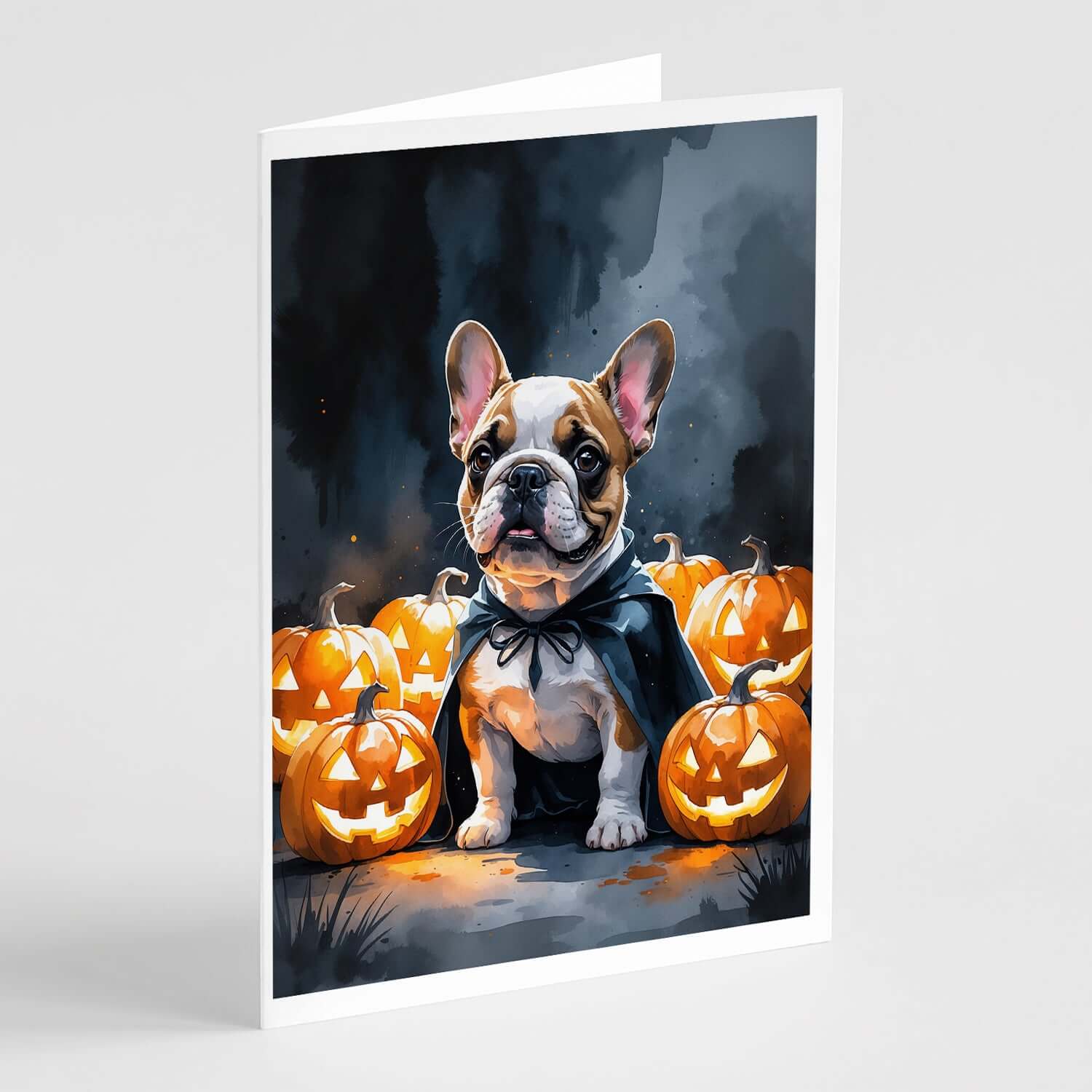 French Bulldog Puppy Halloween Greeting Cards Pack of 8 Blank Cards with Envelopes Whimsical A7 Size 5x7