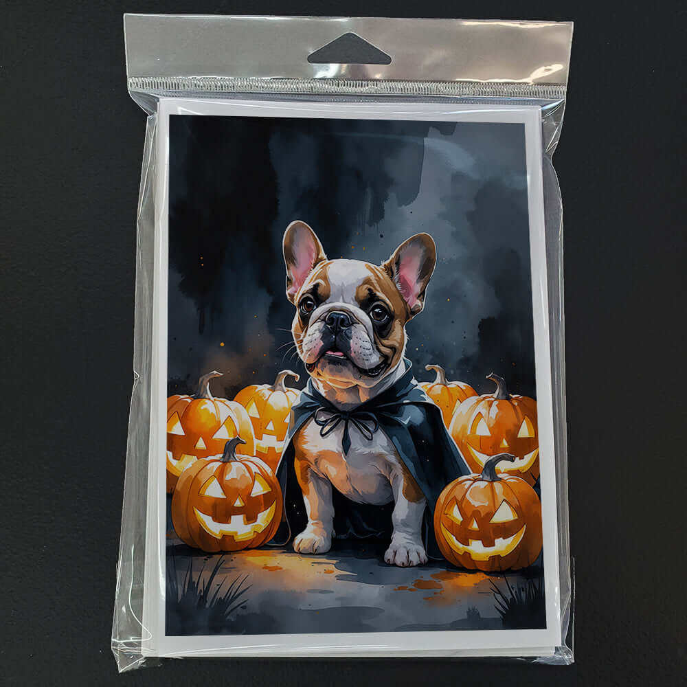 French Bulldog Puppy Halloween Greeting Cards Pack of 8 Blank Cards with Envelopes Whimsical A7 Size 5x7