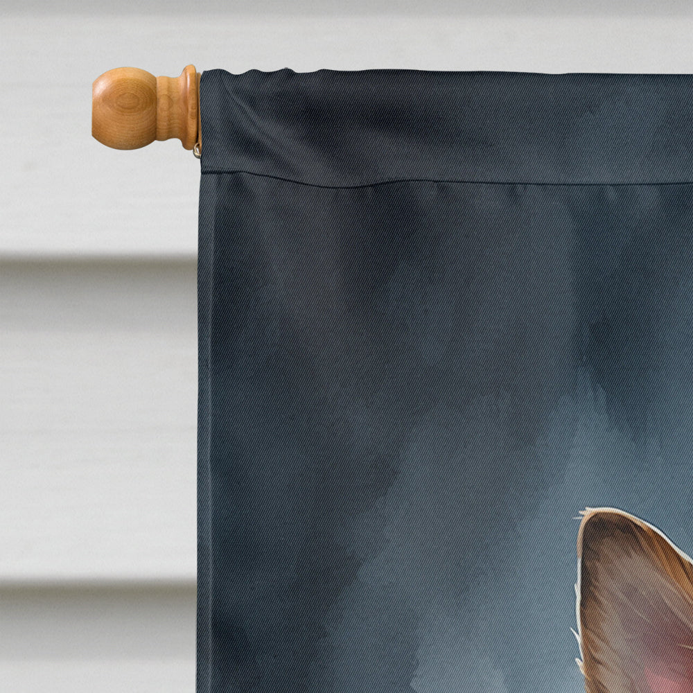 German Shepherd Puppy Halloween House Flag 28x40 Porch Sleeve Pole Decorative Outside Yard Banner Artwork Wall Hanging, Polyester