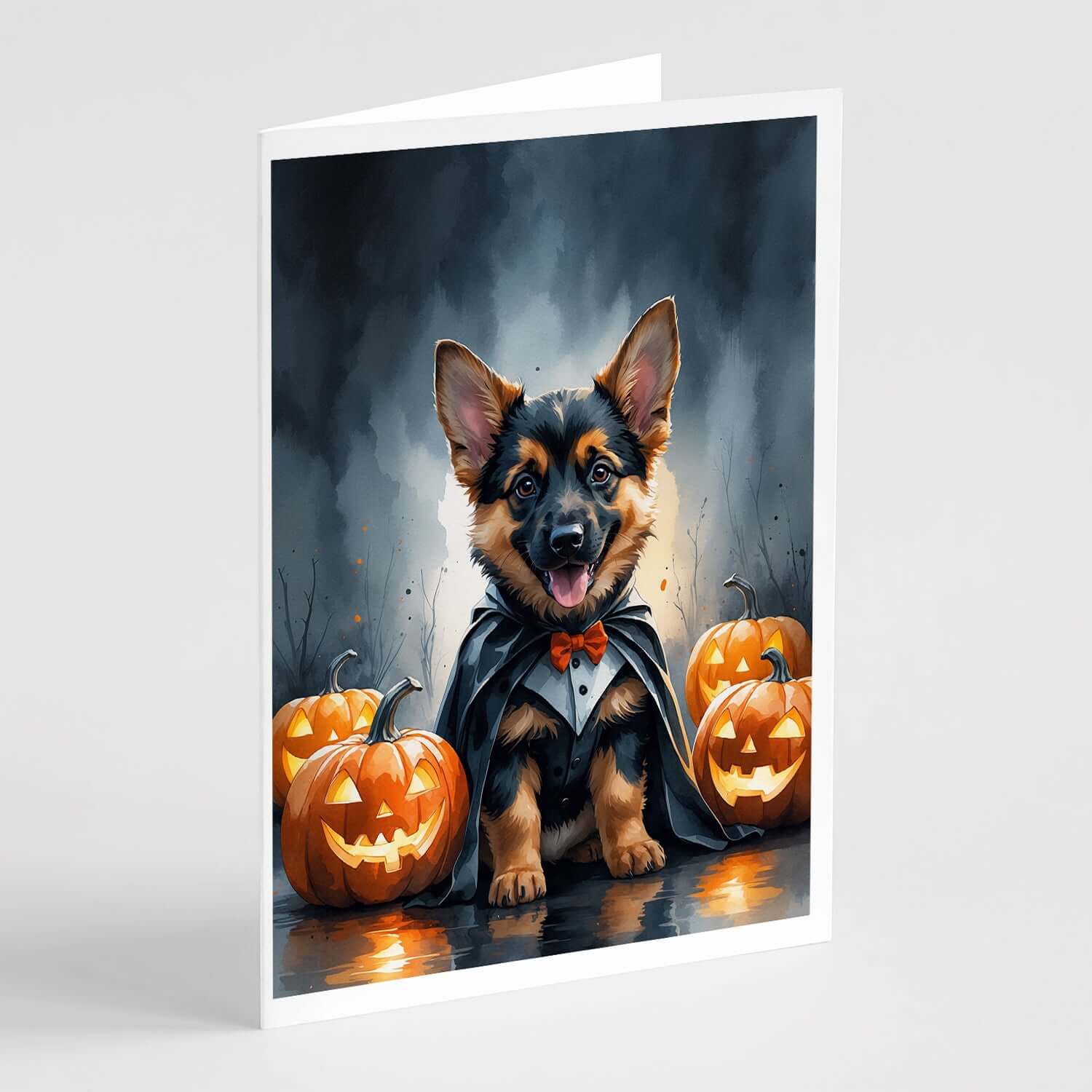 German Shepherd Puppy Halloween Greeting Cards Pack of 8 Blank Cards with Envelopes Whimsical A7 Size 5x7