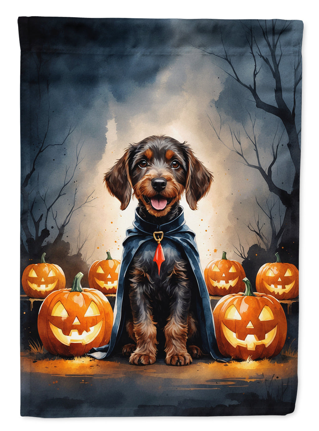 German Wirehaired Pointer Puppy Halloween Garden Flag Mailbox Decorative Yard Banner Outside Patio Artwork for Flower Beds, Garden Size, Multicolor