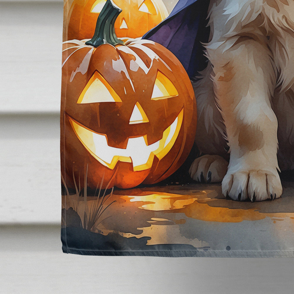 Golden Retriever Puppy Halloween House Flag 28x40 Porch Sleeve Pole Decorative Outside Yard Banner Artwork Wall Hanging, Polyester