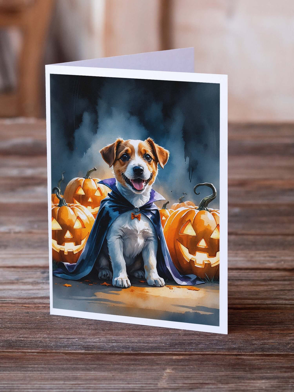 Jack Russell Terrier Puppy Halloween Greeting Cards Pack of 8 Blank Cards with Envelopes Whimsical A7 Size 5x7