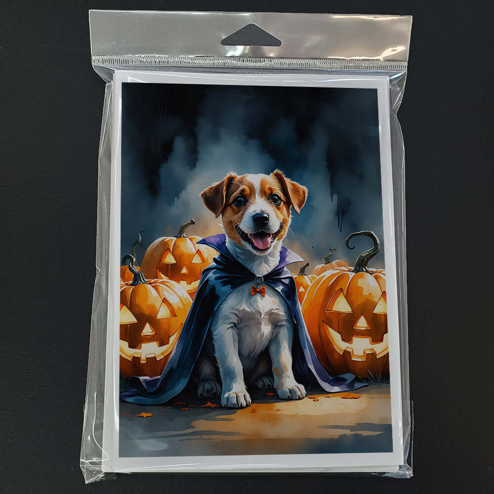 Jack Russell Terrier Puppy Halloween Greeting Cards Pack of 8 Blank Cards with Envelopes Whimsical A7 Size 5x7