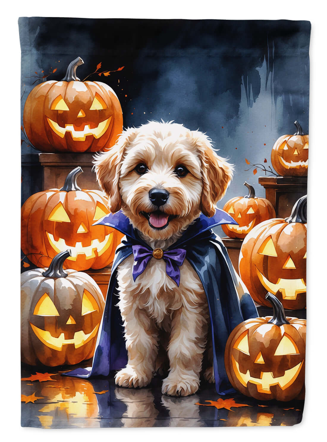 Labradoodle Puppy Halloween Garden Flag Mailbox Decorative Yard Banner Outside Patio Artwork for Flower Beds, Garden Size, Multicolor
