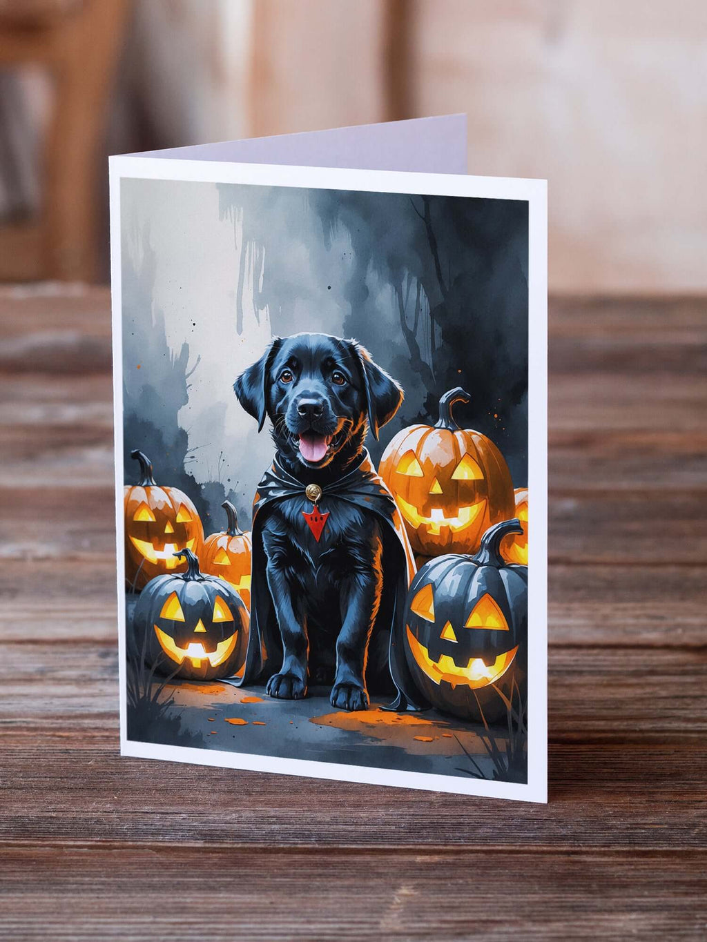 Black Labrador Retriever Puppy Halloween Greeting Cards Pack of 8 Blank Cards with Envelopes Whimsical A7 Size 5x7