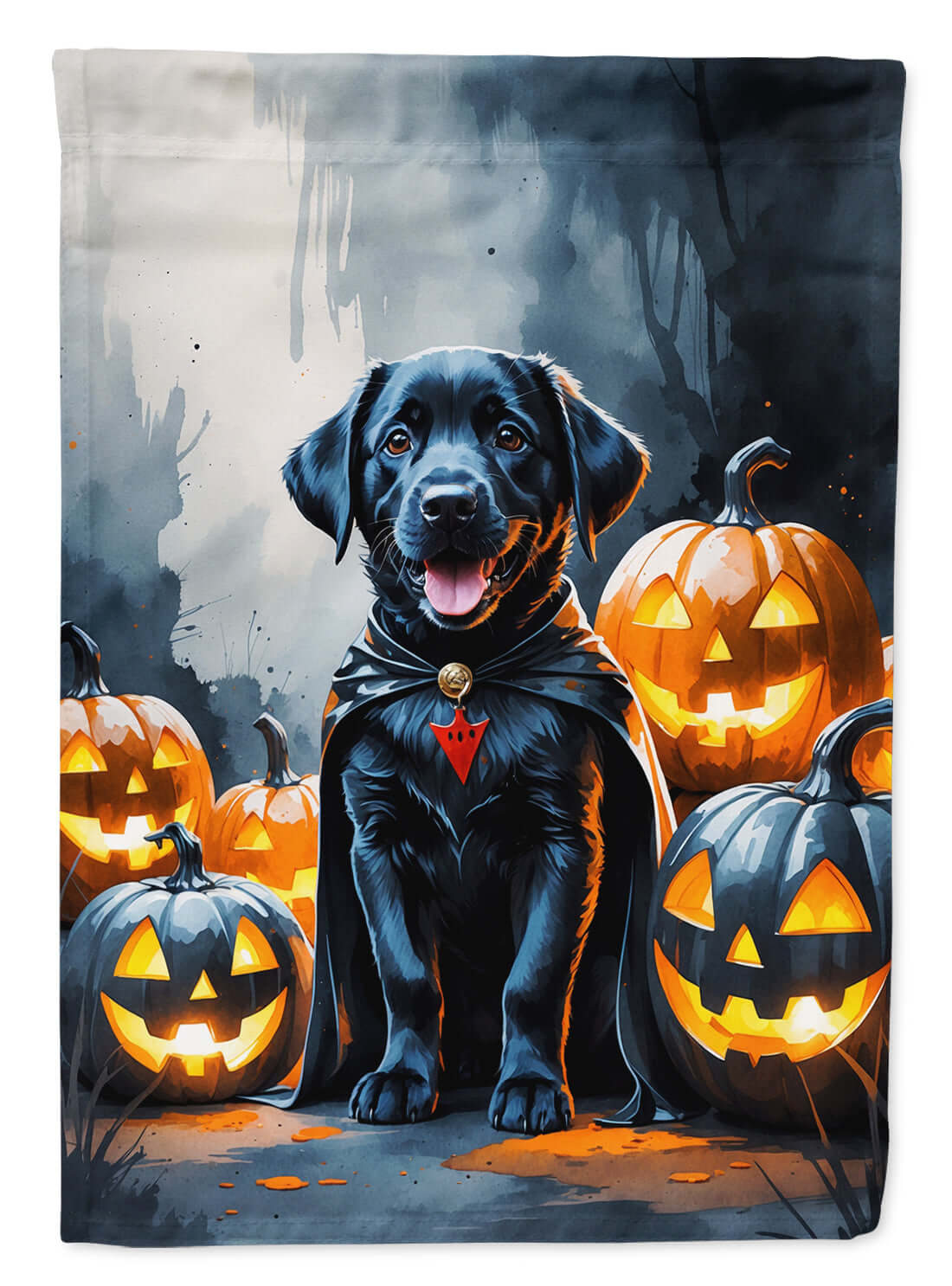 Black Labrador Retriever Puppy Halloween Garden Flag Mailbox Decorative Yard Banner Outside Patio Artwork for Flower Beds, Garden Size, Multicolor