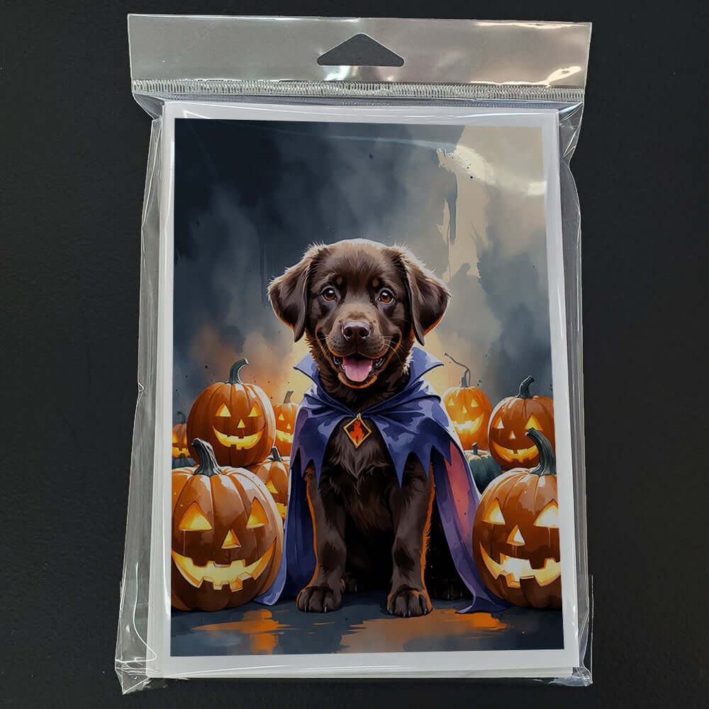 Chocolate Labrador Retriever Puppy Halloween Greeting Cards Pack of 8 Blank Cards with Envelopes Whimsical A7 Size 5x7