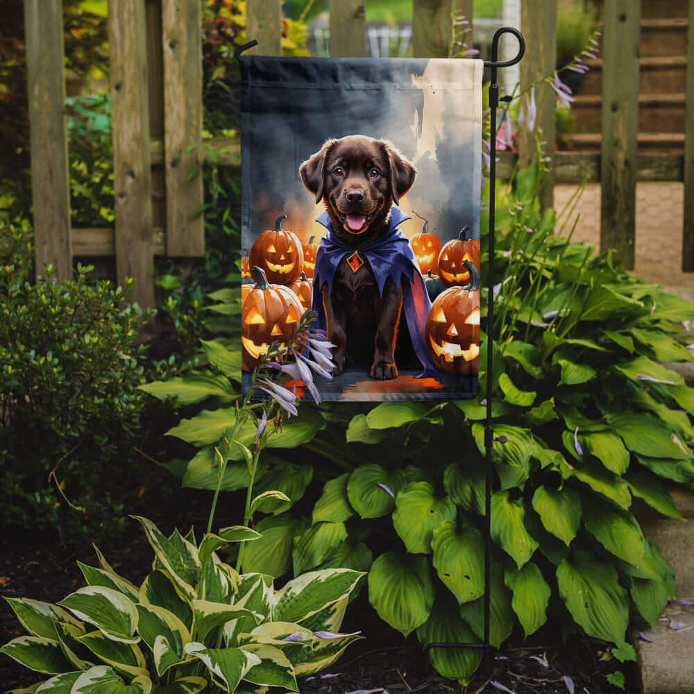 Chocolate Labrador Retriever Puppy Halloween Garden Flag Mailbox Decorative Yard Banner Outside Patio Artwork for Flower Beds, Garden Size, Multicolor