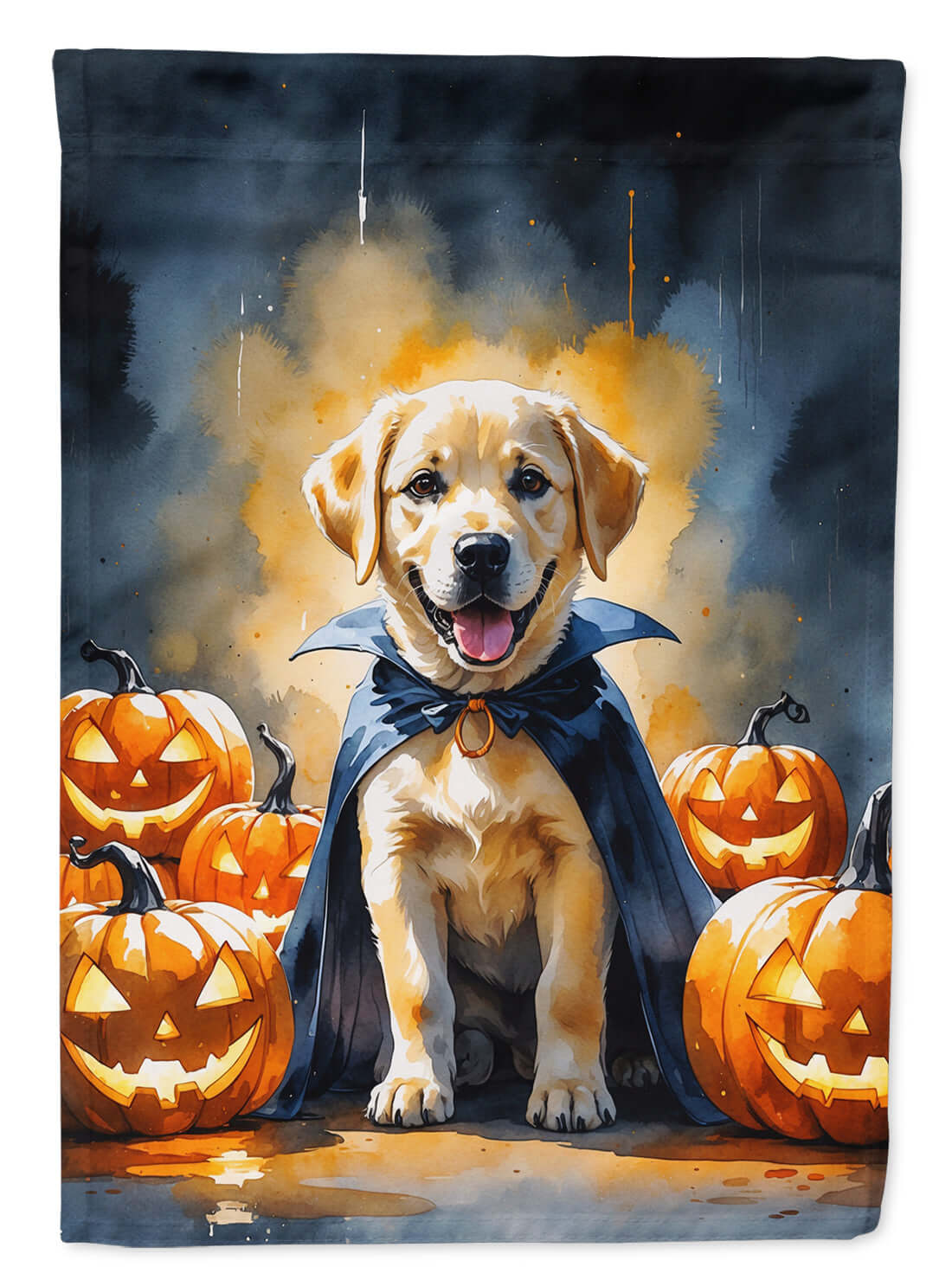 Yellow Labrador Retriever Puppy Halloween Garden Flag Mailbox Decorative Yard Banner Outside Patio Artwork for Flower Beds, Garden Size, Multicolor