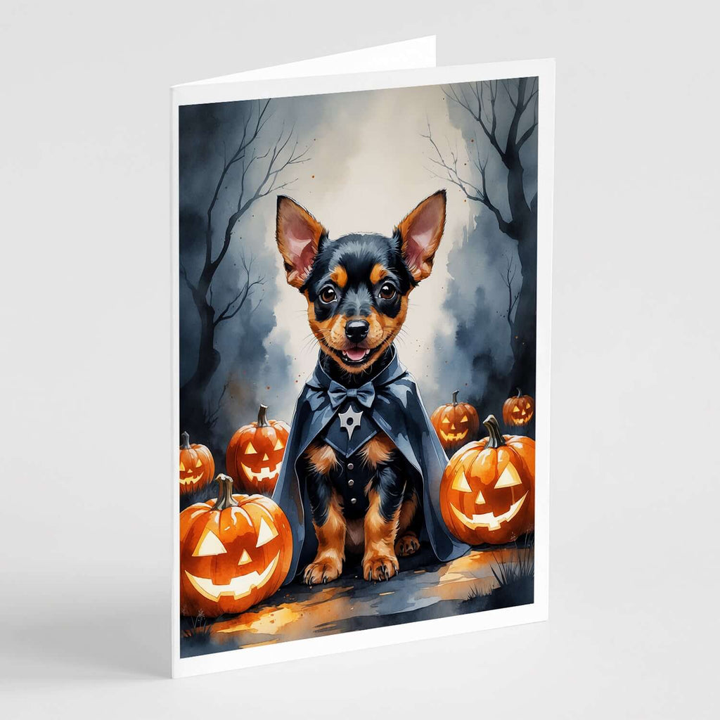 Miniature Pinscher Puppy Halloween Greeting Cards Pack of 8 Blank Cards with Envelopes Whimsical A7 Size 5x7