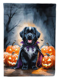 Newfoundland Puppy Halloween House Flag 28x40 Porch Sleeve Pole Decorative Outside Yard Banner Artwork Wall Hanging, Polyester