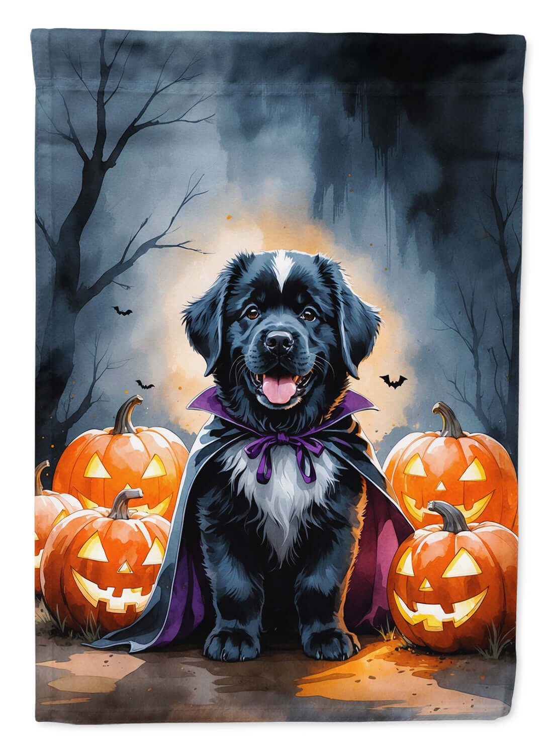 Newfoundland Puppy Halloween Garden Flag Mailbox Decorative Yard Banner Outside Patio Artwork for Flower Beds, Garden Size, Multicolor