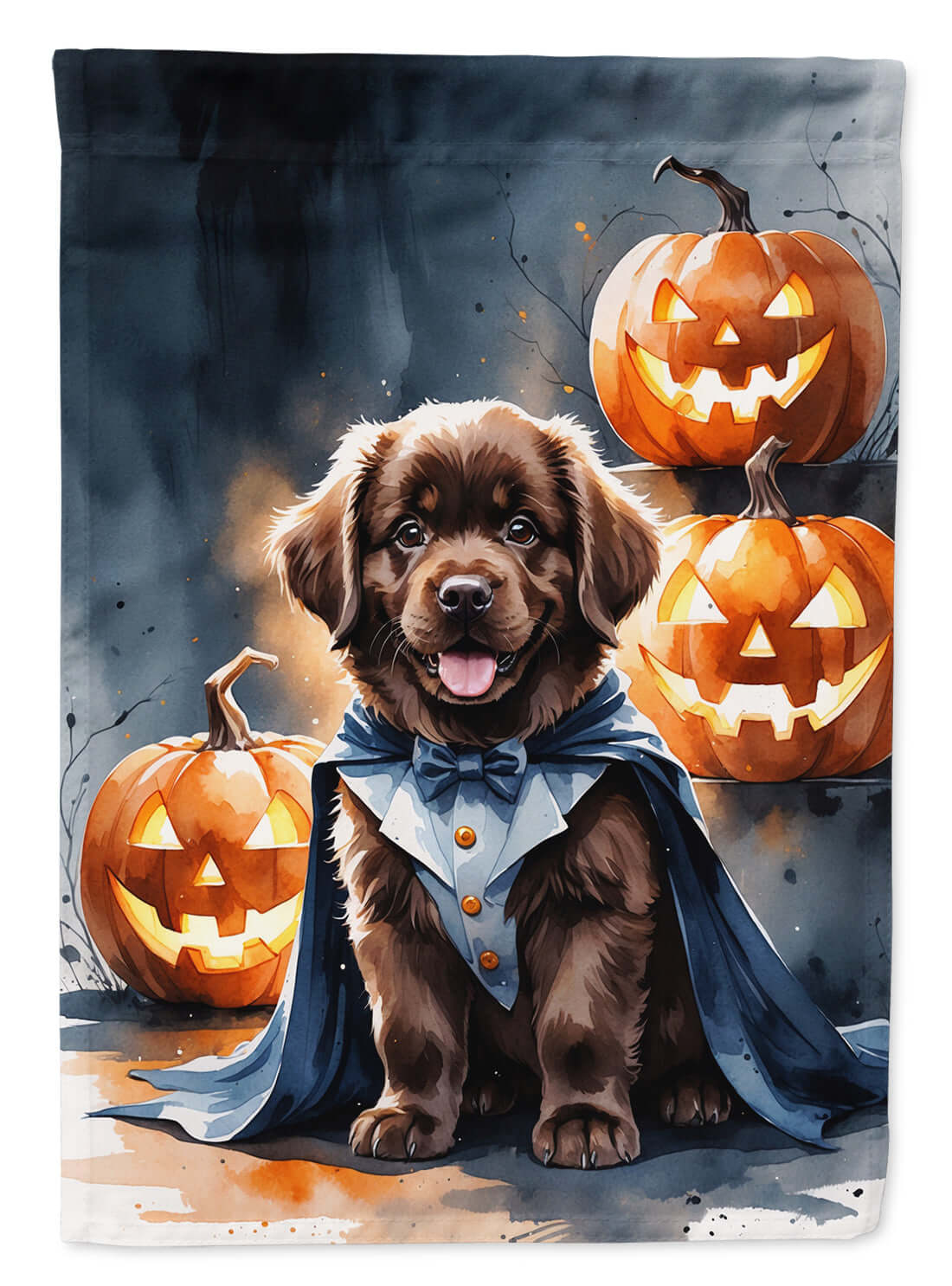 Chocolate Newfoundland Puppy Halloween Garden Flag Mailbox Decorative Yard Banner Outside Patio Artwork for Flower Beds, Garden Size, Multicolor