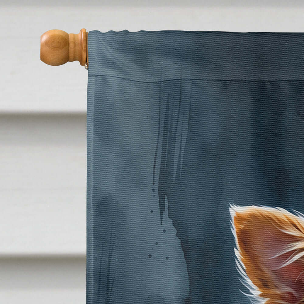 Papillon Puppy Halloween House Flag 28x40 Porch Sleeve Pole Decorative Outside Yard Banner Artwork Wall Hanging, Polyester