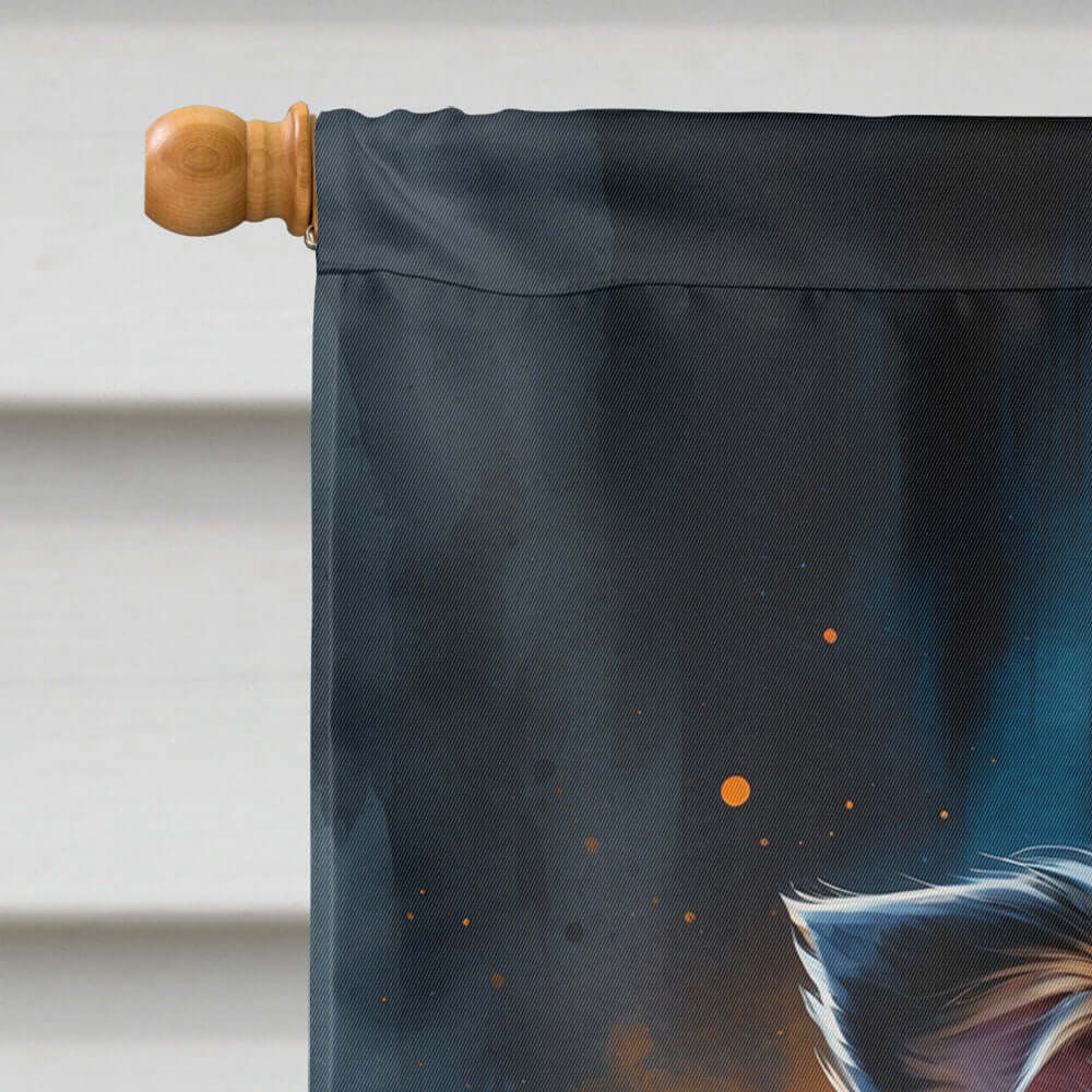 Tricolor Papillon Puppy Halloween House Flag 28x40 Porch Sleeve Pole Decorative Outside Yard Banner Artwork Wall Hanging, Polyester