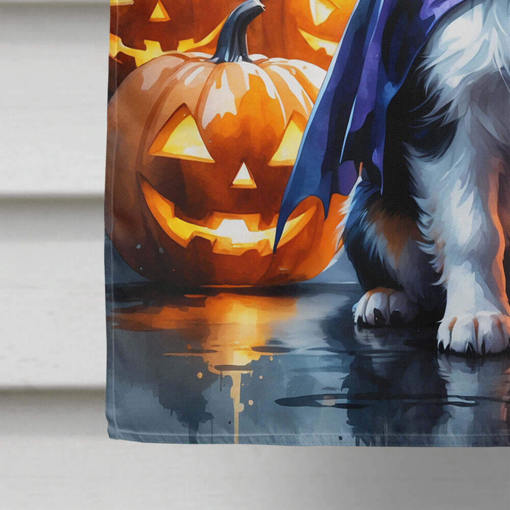 Tricolor Papillon Puppy Halloween House Flag 28x40 Porch Sleeve Pole Decorative Outside Yard Banner Artwork Wall Hanging, Polyester