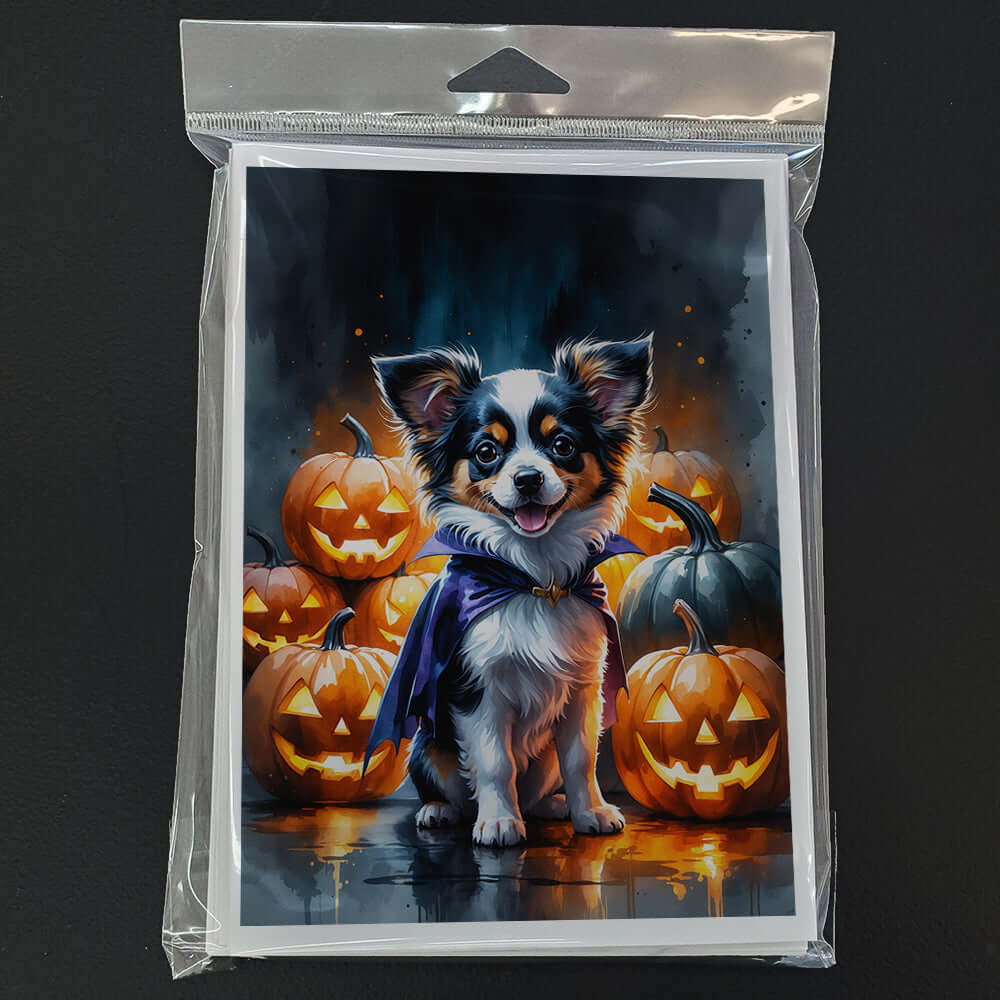Tricolor Papillon Puppy Halloween Greeting Cards Pack of 8 Blank Cards with Envelopes Whimsical A7 Size 5x7