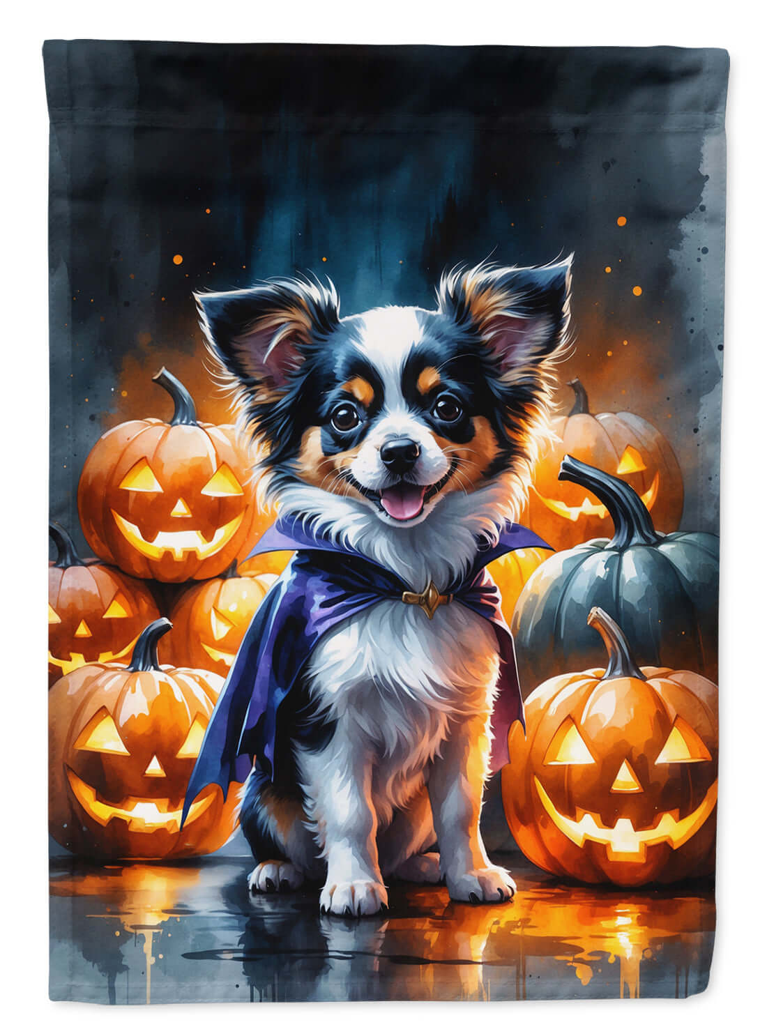 Tricolor Papillon Puppy Halloween Garden Flag Mailbox Decorative Yard Banner Outside Patio Artwork for Flower Beds, Garden Size, Multicolor