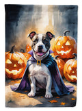 Pit Bull Terrier Puppy Halloween House Flag 28x40 Porch Sleeve Pole Decorative Outside Yard Banner Artwork Wall Hanging, Polyester