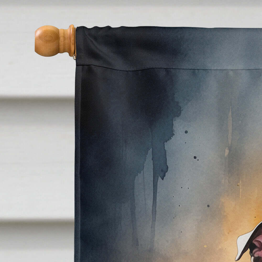 Pit Bull Terrier Puppy Halloween House Flag 28x40 Porch Sleeve Pole Decorative Outside Yard Banner Artwork Wall Hanging, Polyester