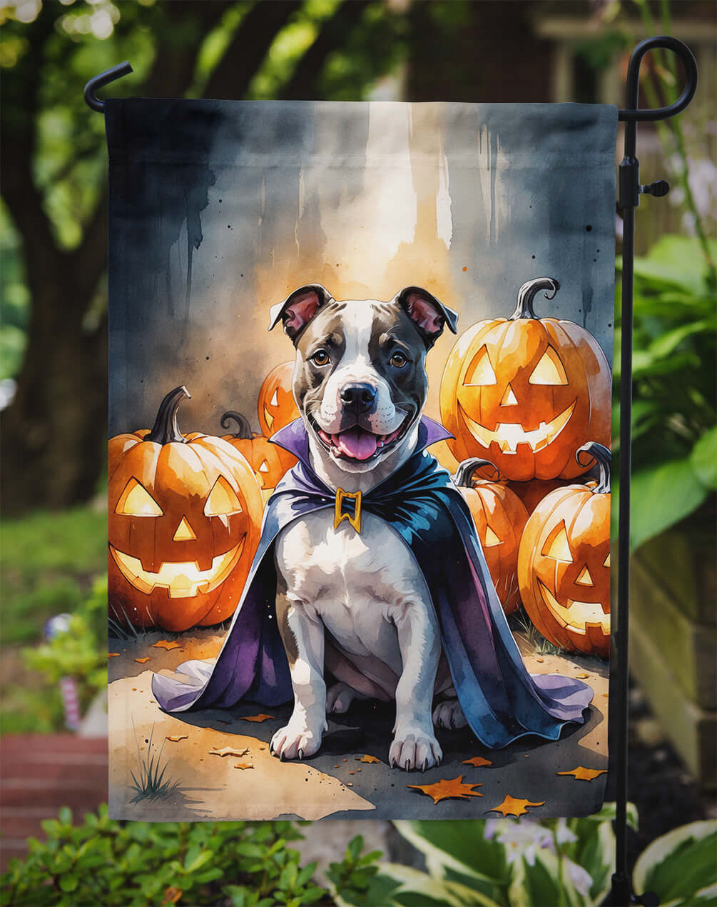 Pit Bull Terrier Puppy Halloween Garden Flag Mailbox Decorative Yard Banner Outside Patio Artwork for Flower Beds, Garden Size, Multicolor