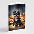 Balck and Tan Pomeranian Puppy Halloween Greeting Cards Pack of 8 Blank Cards with Envelopes Whimsical A7 Size 5x7