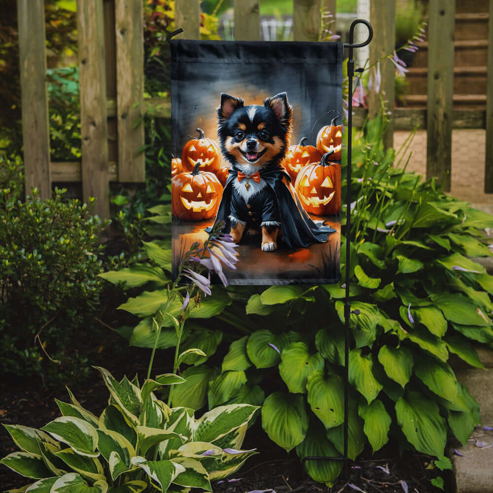Balck and Tan Pomeranian Puppy Halloween Garden Flag Mailbox Decorative Yard Banner Outside Patio Artwork for Flower Beds, Garden Size, Multicolor