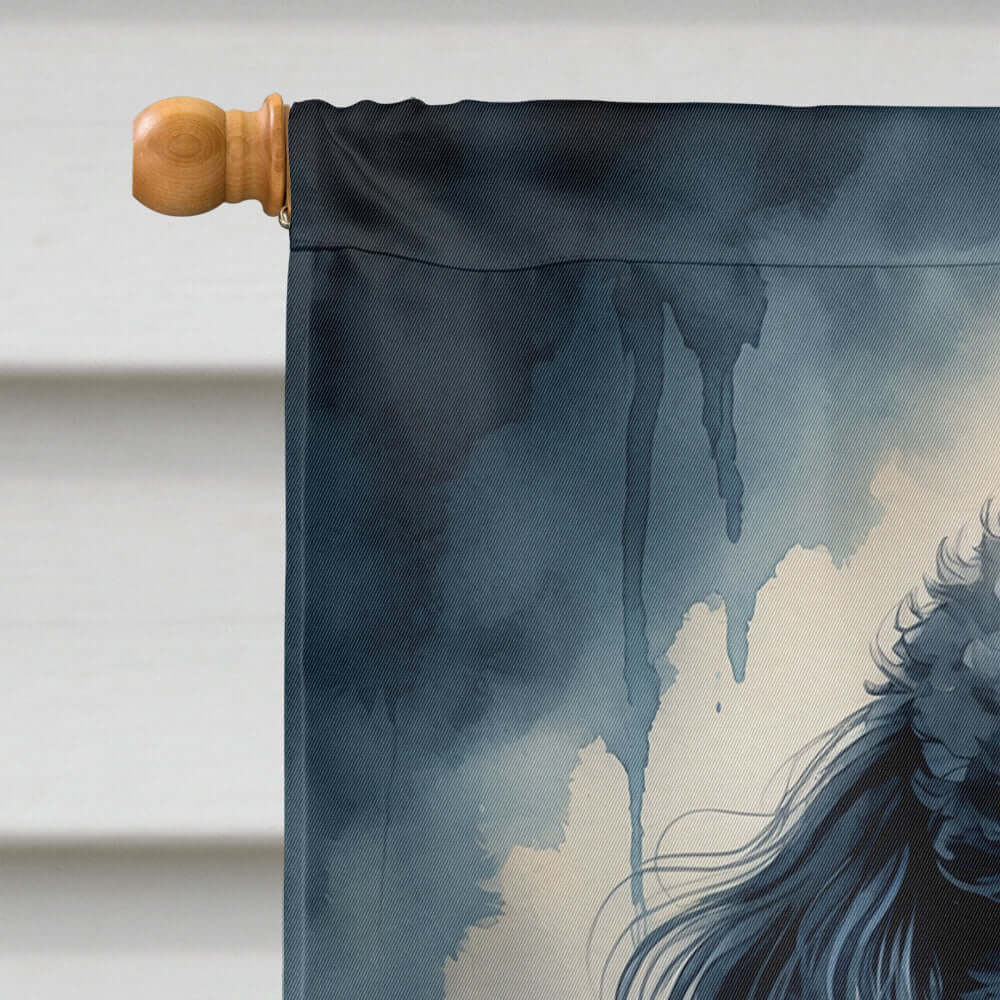Black Poodle Puppy Halloween House Flag 28x40 Porch Sleeve Pole Decorative Outside Yard Banner Artwork Wall Hanging, Polyester