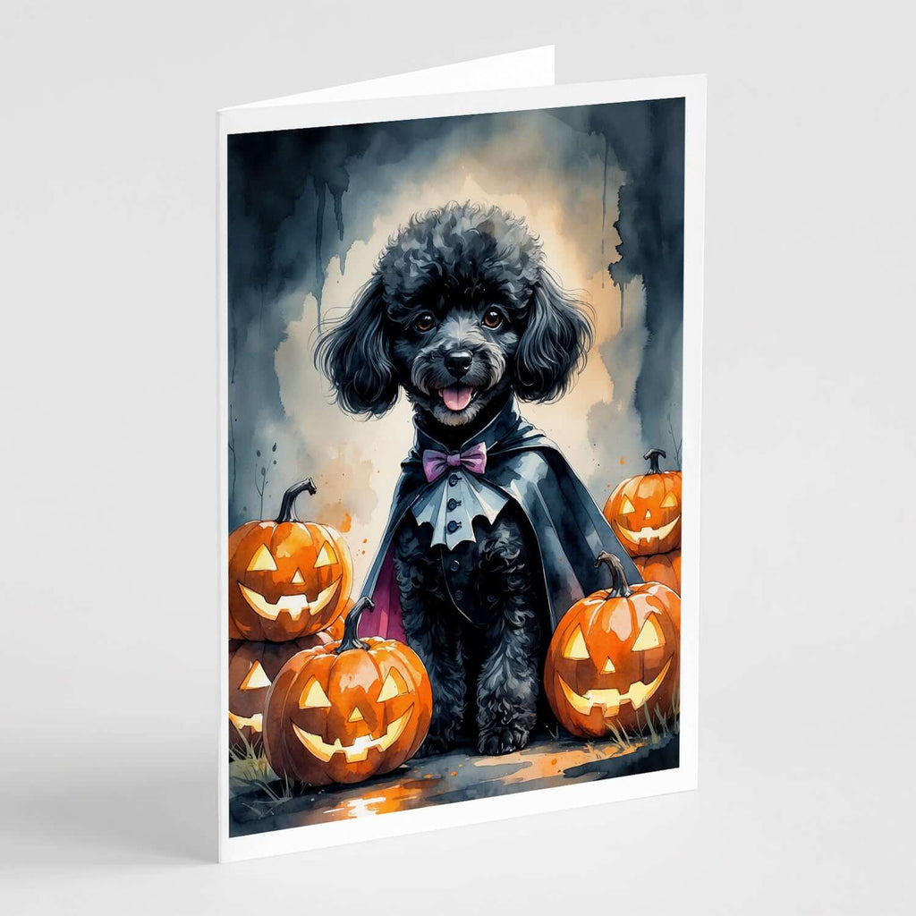 Black Poodle Puppy Halloween Greeting Cards Pack of 8 Blank Cards with Envelopes Whimsical A7 Size 5x7
