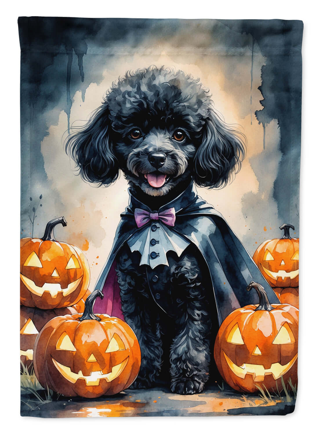 Black Poodle Puppy Halloween Garden Flag Mailbox Decorative Yard Banner Outside Patio Artwork for Flower Beds, Garden Size, Multicolor
