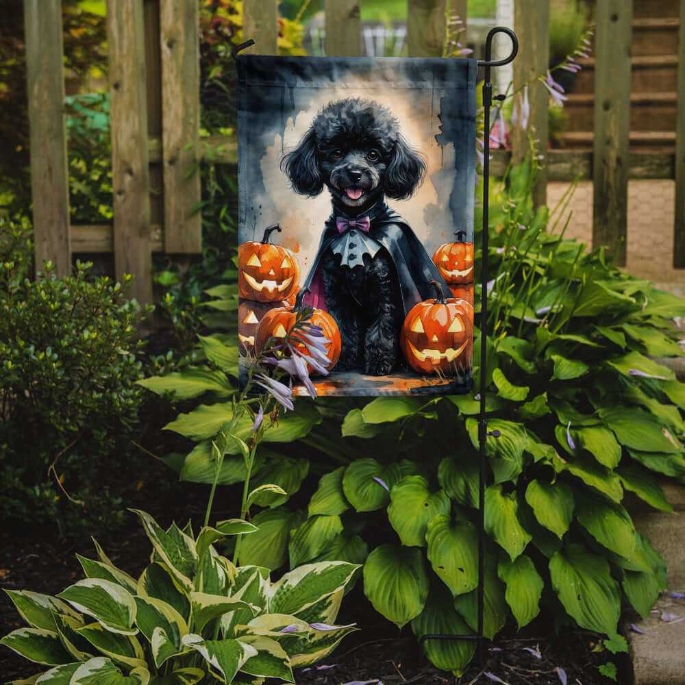 Black Poodle Puppy Halloween Garden Flag Mailbox Decorative Yard Banner Outside Patio Artwork for Flower Beds, Garden Size, Multicolor