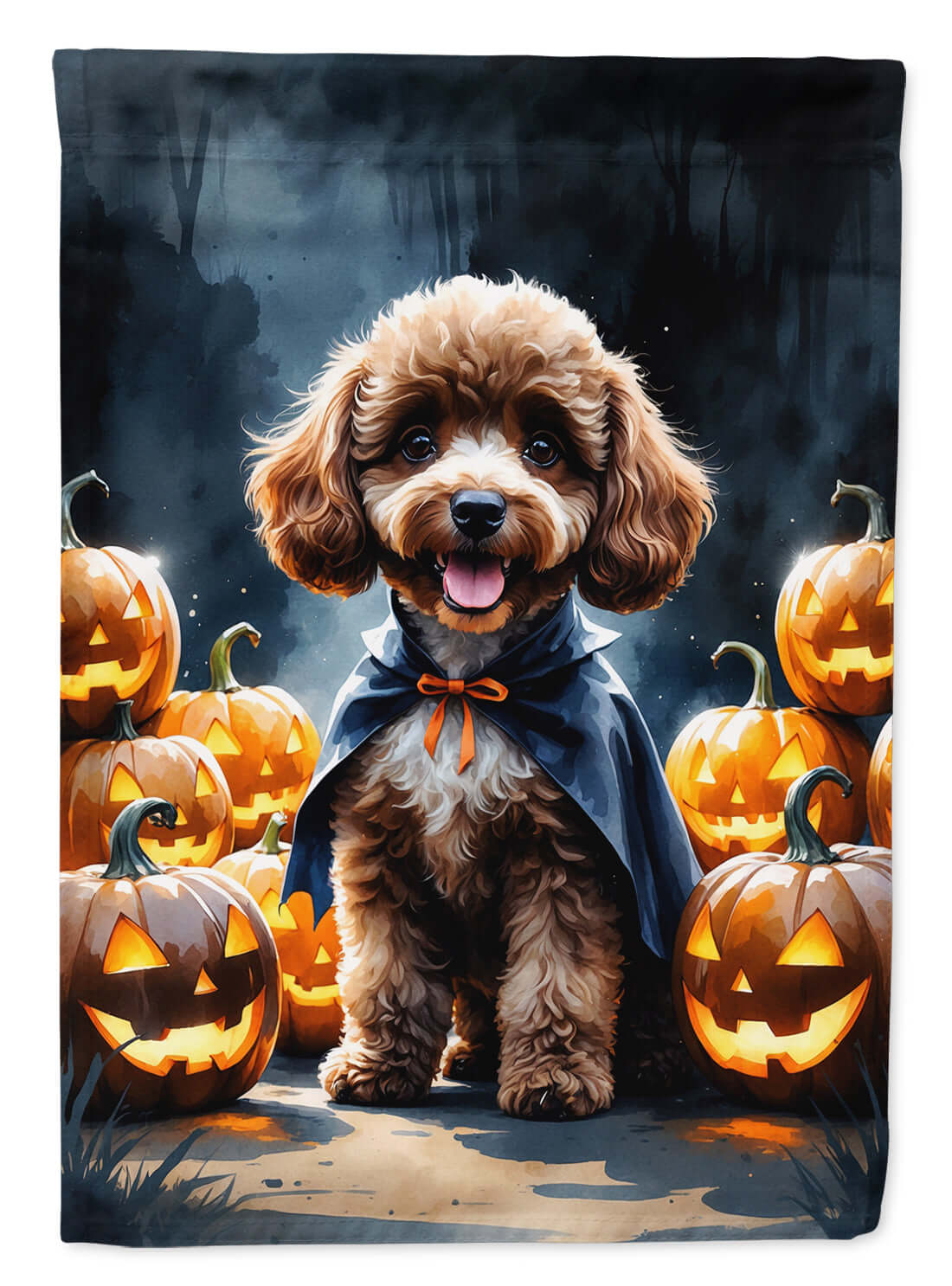 Chocolate Poodle Puppy Halloween Garden Flag Mailbox Decorative Yard Banner Outside Patio Artwork for Flower Beds, Garden Size, Multicolor