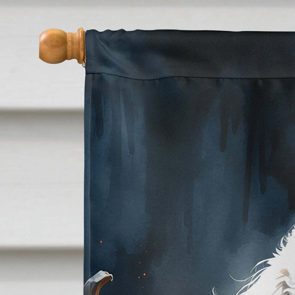 White Poodle Puppy Halloween House Flag 28x40 Porch Sleeve Pole Decorative Outside Yard Banner Artwork Wall Hanging, Polyester