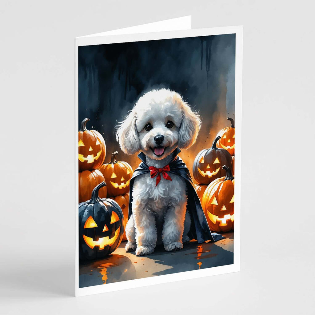 White Poodle Puppy Halloween Greeting Cards Pack of 8 Blank Cards with Envelopes Whimsical A7 Size 5x7