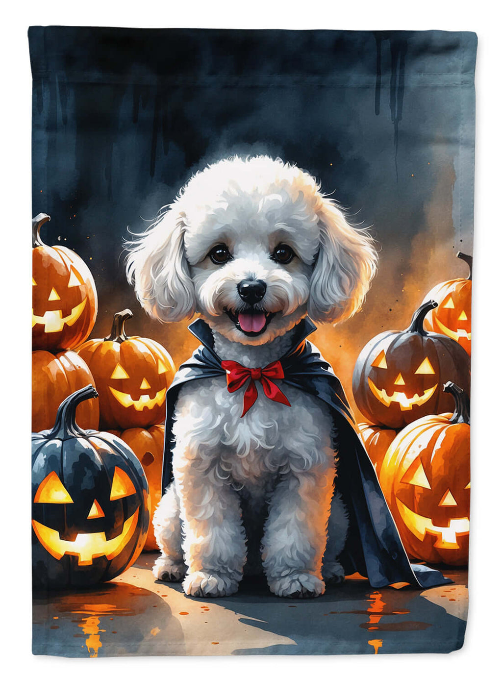 White Poodle Puppy Halloween Garden Flag Mailbox Decorative Yard Banner Outside Patio Artwork for Flower Beds, Garden Size, Multicolor