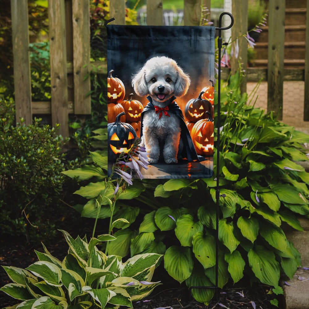 White Poodle Puppy Halloween Garden Flag Mailbox Decorative Yard Banner Outside Patio Artwork for Flower Beds, Garden Size, Multicolor