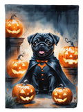 Black Pug Puppy Halloween Garden Flag Mailbox Decorative Yard Banner Outside Patio Artwork for Flower Beds, Garden Size, Multicolor