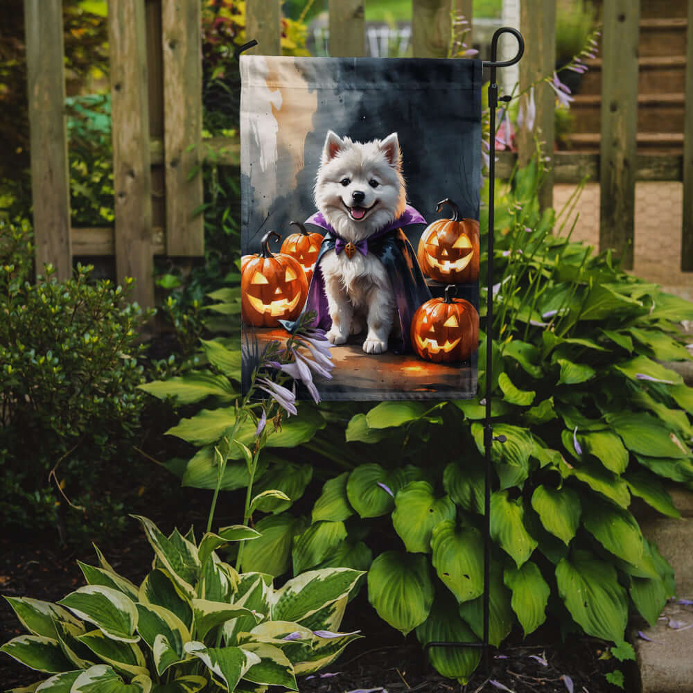 Samoyed Puppy Halloween Garden Flag Mailbox Decorative Yard Banner Outside Patio Artwork for Flower Beds, Garden Size, Multicolor