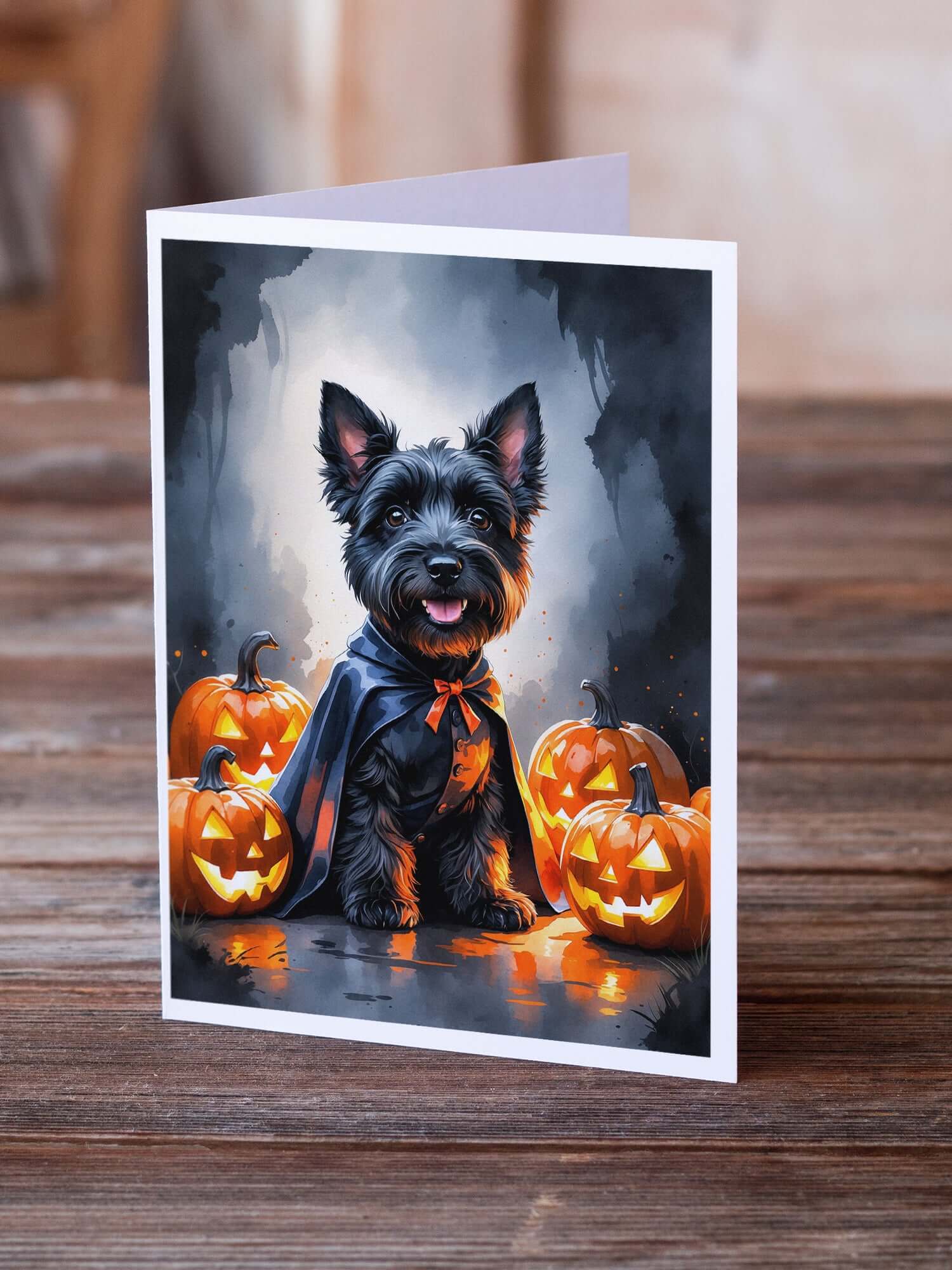 Scottish Terrier Puppy Halloween Greeting Cards Pack of 8 Blank Cards with Envelopes Whimsical A7 Size 5x7