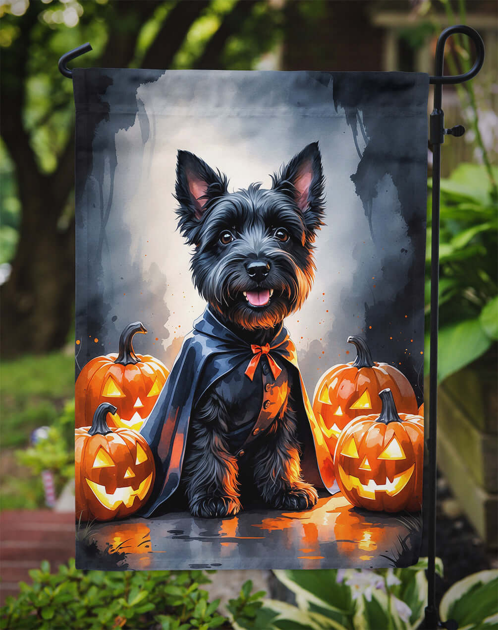 Scottish Terrier Puppy Halloween Garden Flag Mailbox Decorative Yard Banner Outside Patio Artwork for Flower Beds, Garden Size, Multicolor