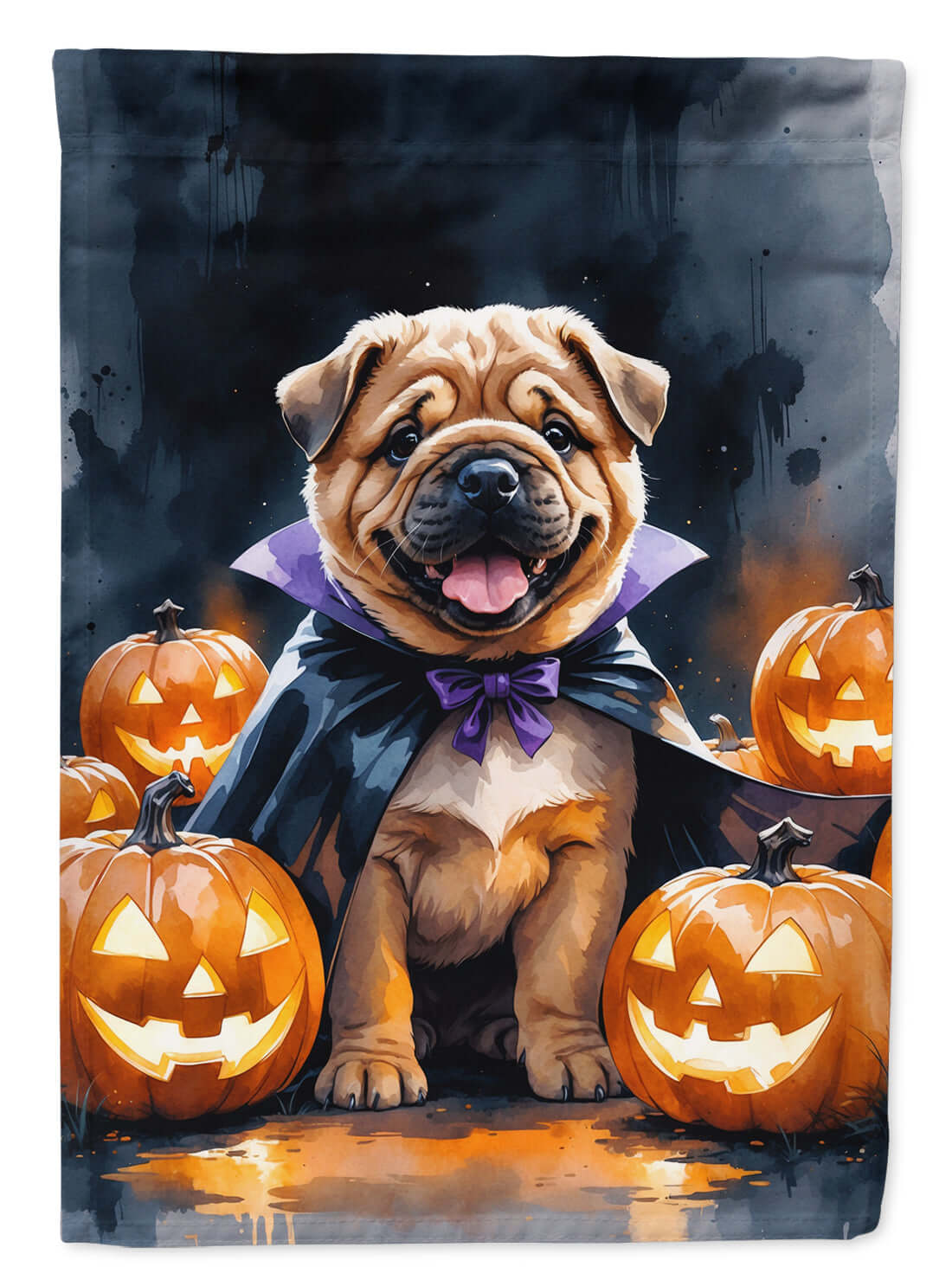 Shar Pei Puppy Halloween Garden Flag Mailbox Decorative Yard Banner Outside Patio Artwork for Flower Beds, Garden Size, Multicolor