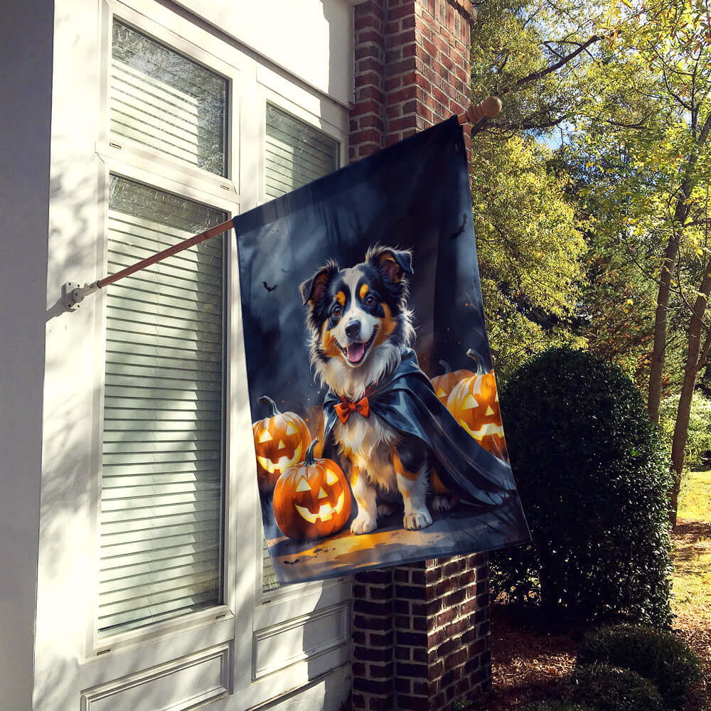 Sheltie Puppy Halloween House Flag 28x40 Porch Sleeve Pole Decorative Outside Yard Banner Artwork Wall Hanging, Polyester