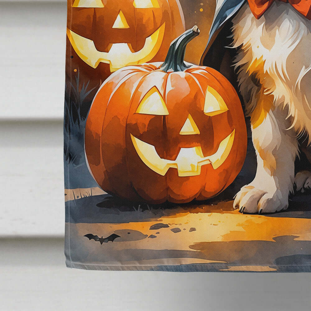 Sheltie Puppy Halloween House Flag 28x40 Porch Sleeve Pole Decorative Outside Yard Banner Artwork Wall Hanging, Polyester