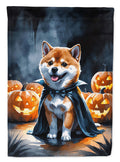 Shiba Inu Puppy Halloween House Flag 28x40 Porch Sleeve Pole Decorative Outside Yard Banner Artwork Wall Hanging, Polyester